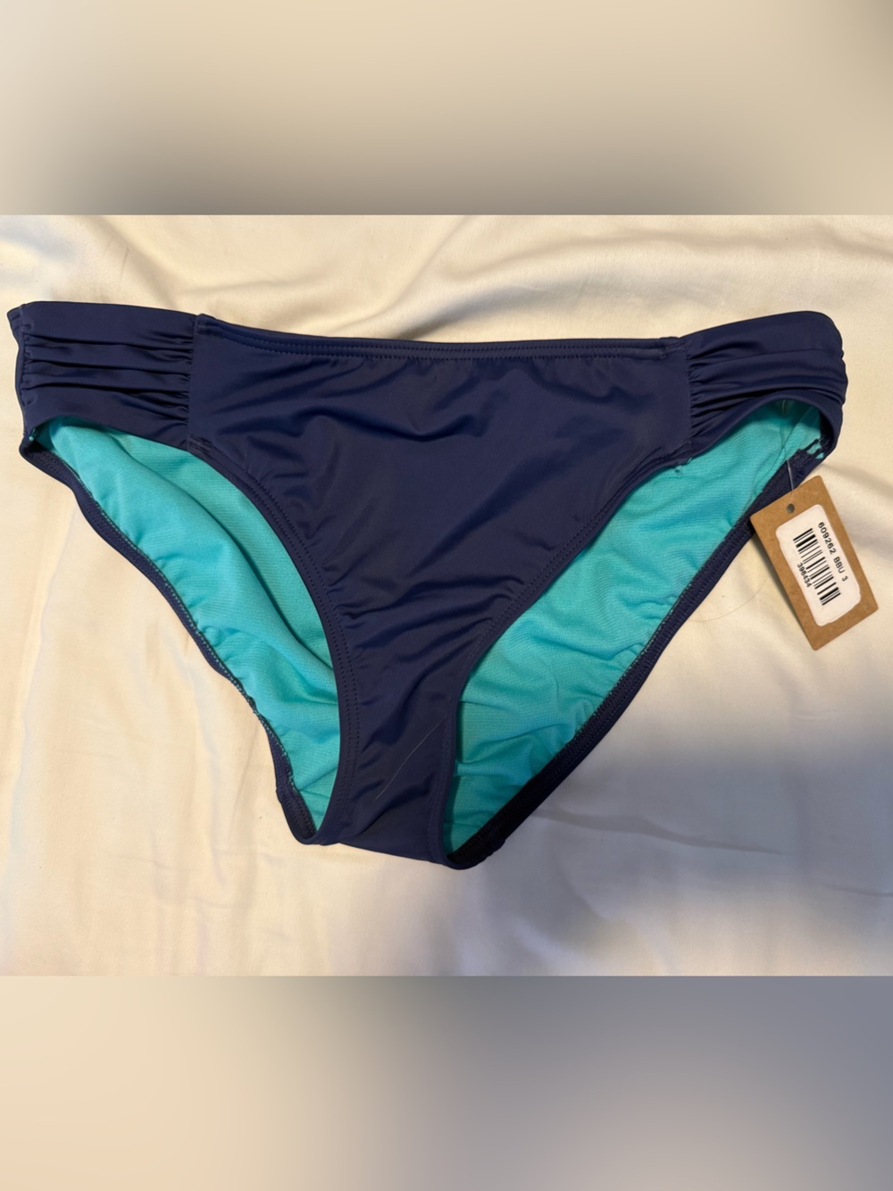 Title Nine Navy Bikini Bottom with Aqua Lining
